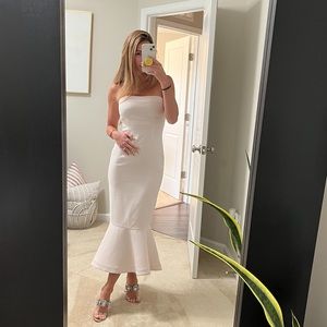 Strapless baby pink midi dress